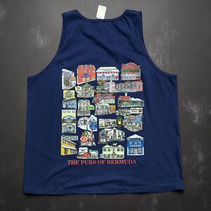 Fruit Of The Loom Vintage Pubs Of Bermuda Navy Tank Top Men's NWT Size XL